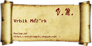 Vrbik Márk névjegykártya